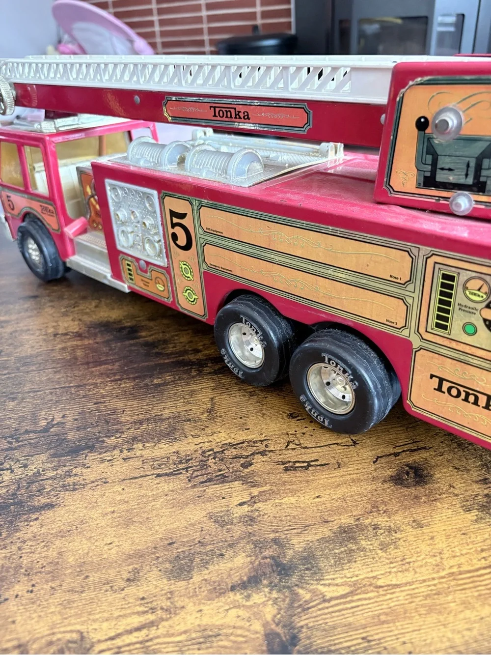 Tonka Red and Silver Ladder Fire Truck Toy